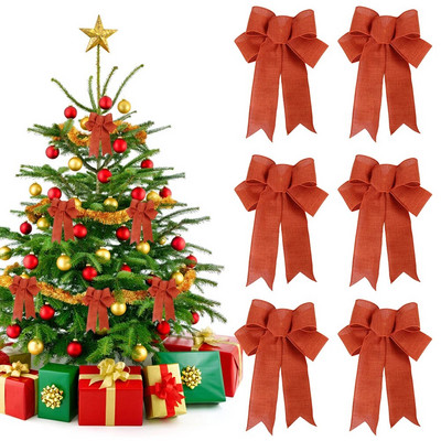 6 ks ľanová vianočná mašľa vianočná dekorácia na stromček mašľa závesné prívesky ozdoby na Nový rok Navidad Noel dekoračné potreby