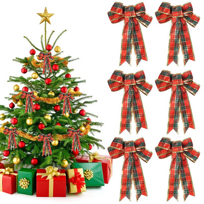 6 ks ľanová vianočná mašľa vianočná dekorácia na stromček mašľa závesné prívesky ozdoby na Nový rok Navidad Noel dekoračné potreby