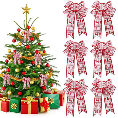 6 ks ľanová vianočná mašľa vianočná dekorácia na stromček mašľa závesné prívesky ozdoby na Nový rok Navidad Noel dekoračné potreby