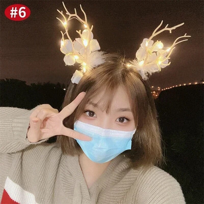 Ziemassvētku galvas saite matu stīpa meitenēm plīša ziemeļbriežu ragi briežu ausu matu aksesuāri Ziemassvētku dāvana Ziemassvētku matu stīpa galvas saite