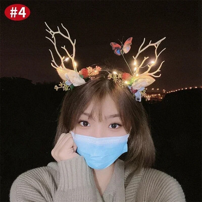 Ziemassvētku galvas saite matu stīpa meitenēm plīša ziemeļbriežu ragi briežu ausu matu aksesuāri Ziemassvētku dāvana Ziemassvētku matu stīpa galvas saite