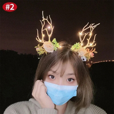 Ziemassvētku galvas saite matu stīpa meitenēm plīša ziemeļbriežu ragi briežu ausu matu aksesuāri Ziemassvētku dāvana Ziemassvētku matu stīpa galvas saite