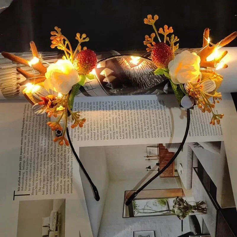 Ziemassvētku galvas saite matu stīpa meitenēm plīša ziemeļbriežu ragi briežu ausu matu aksesuāri Ziemassvētku dāvana Ziemassvētku matu stīpa galvas saite