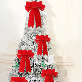 Коледни лъкове Коледна елха, ленен кариран бантик, ръчно изработена кутия за подарък Опаковане на декоративни лъкове, новогодишен домашен декор