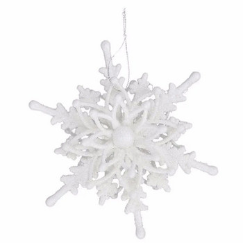 Χριστουγεννιάτικο μενταγιόν με νιφάδα χιονιού 12 εκ. Λευκό 3D νιφάδα χιονιού Πλαστικό κρεμαστό χριστουγεννιάτικο δέντρο για διακόσμηση σπιτιού