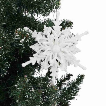 Χριστουγεννιάτικο μενταγιόν με νιφάδα χιονιού 12 εκ. Λευκό 3D νιφάδα χιονιού Πλαστικό κρεμαστό χριστουγεννιάτικο δέντρο για διακόσμηση σπιτιού