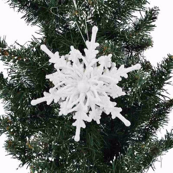 Висулка Коледна снежинка 12 см бяла 3D снежинка Пластмасова коледна елха Висяща висулка Орнамент за новогодишно парти Начало Декор