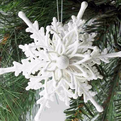 Jõulude lumehelbe ripats 12cm valge 3D lumehelbe plastikust jõulupuu rippuv ripatsitehe aastavahetuse peoks kodukaunistuseks