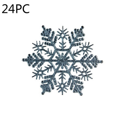 24db műanyag arany ezüst csillogó por hópehely karácsonyi díszek medál karácsonyfa dekoratív függő hópehely