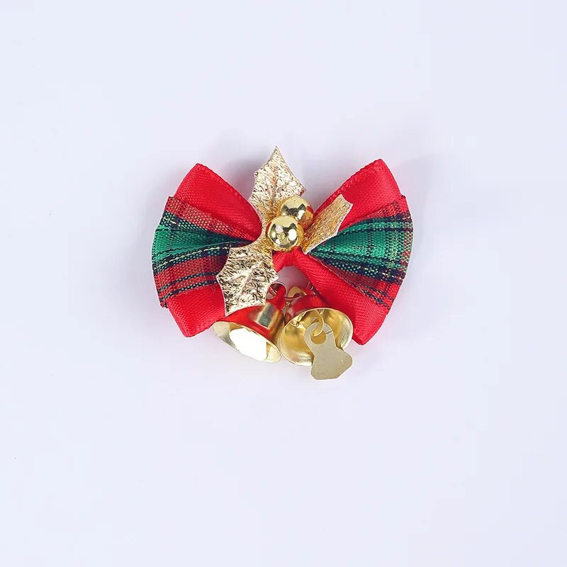 1 KOM. Crvena karirana božićna mašna Zvono Dodaci Mini mašna Potrepštine za ukrašavanje atmosfere božićnog drvca