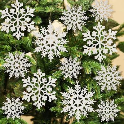 3 τμχ Χριστουγεννιάτικα Λευκά Πλαστικά Glitter Στολίδια Snowflakes, Χριστουγεννιάτικα Στολίδια, Αξεσουάρ διακοπών, Διακόσμηση σπιτιού, Διακόσμηση σκηνής