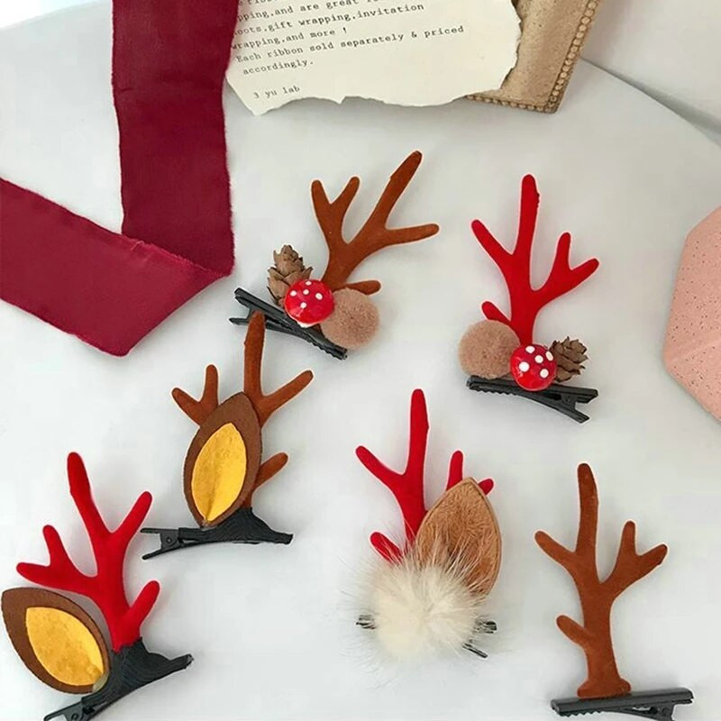 2 kom/set božićne kopče za djevojčice slatke ukosnice s jelenjim ušima hvataljke za kosu dječje božićne ukosnice od rogova ukosnice dodaci za kosu