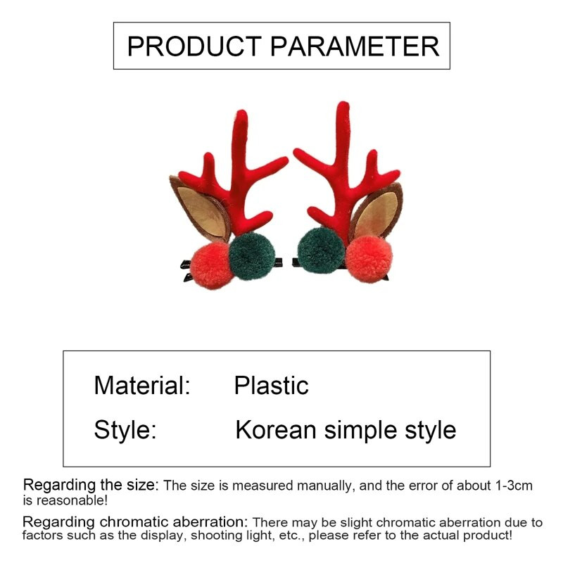 2 kom/set božićne kopče za djevojčice slatke ukosnice s jelenjim ušima hvataljke za kosu dječje božićne ukosnice od rogova ukosnice dodaci za kosu