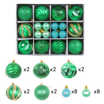 Set ukrasa za božićno drvce od 6 cm i 26 komada, nelomljive nelomljive plastične šarene kuglice Božićni ukrasi