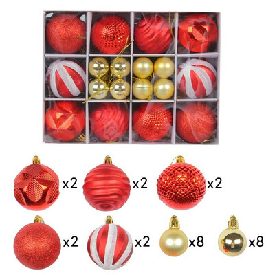 Set ukrasa za božićno drvce od 6 cm i 26 komada, nelomljive nelomljive plastične šarene kuglice Božićni ukrasi