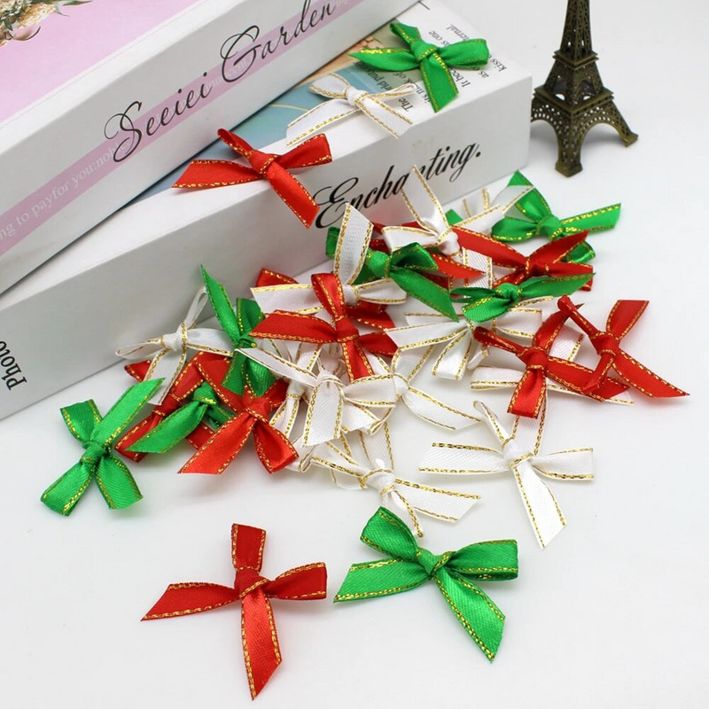 50 db/tétel karácsonyi szalag masnik barkács varrás ruházat kiegészítők haj esküvői dekoráció kézzel készített fesztivál nyakkendő