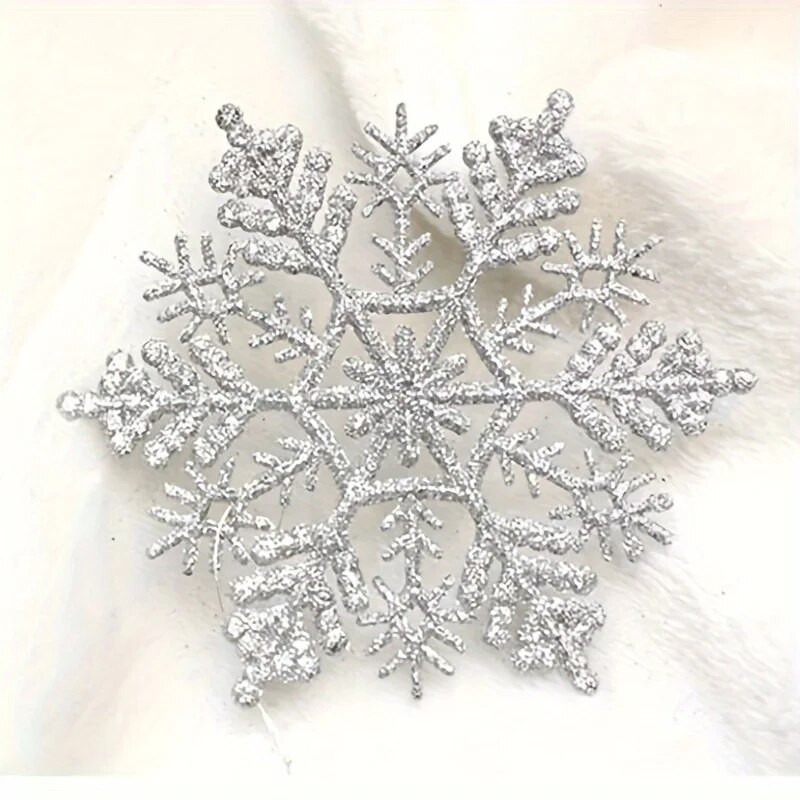 12Gb jauni mirdzoši sniegpārsliņu Ziemassvētku rotājumi Ziemassvētku eglītes piekārtiem rotājumiem