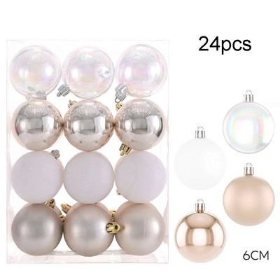 24 komada kuglica s kuglicama za božićno drvce Božićna kuglica s mjehurićima u boji Ručno oslikane božićne kuglice s privjescima Festivalski blagdanski ukras za dom