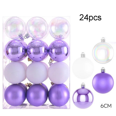 24 komada kuglica s kuglicama za božićno drvce Božićna kuglica s mjehurićima u boji Ručno oslikane božićne kuglice s privjescima Festivalski blagdanski ukras za dom