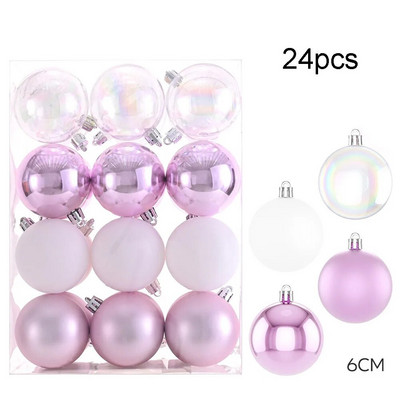 24 komada kuglica s kuglicama za božićno drvce Božićna kuglica s mjehurićima u boji Ručno oslikane božićne kuglice s privjescima Festivalski blagdanski ukras za dom
