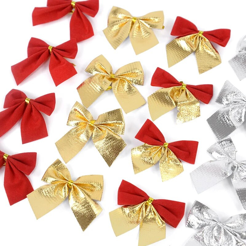 12pcst Božićne mašne Ukrasi za božićno drvce Dodaci Uradi sam vijenac Mašna Noel Navidad Pakiranje poklona za Novu 2024. godinu