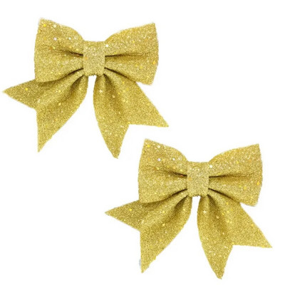 2gab Ziemassvētku zelta loki Ziemassvētku eglīšu bantīšu rotājumi Ziemassvētku mirdzošās lentes bantītes Ziemassvētku eglītes dekors Jaunais gads 2024 Navidad