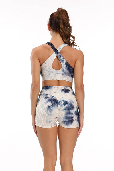 Sportski grudnjak i kratke hlače s duginim bojama na vezivanje Sportski grudnjak i kratke hlače Rastezljive sportske majice s visokim strukom Push Up kratke hlače za teretanu Odijelo za vježbanje Sportska odjeća