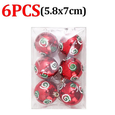 6kom/kutija Božićna kuglica Ukras za božićno drvce Viseći ukrasi za uređenje doma Vjenčanje Nova godina Dodaci za privjeske Navidad