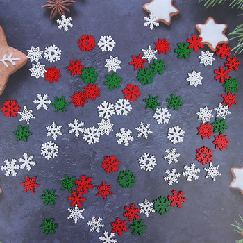 Ξύλινες χειροτεχνίες αναμεμειγμένες με κόκκινο λευκό πράσινο χιονονιφάδα τσιπς ξύλου Χριστουγεννιάτικες μάρκες ξύλου Δημιουργικές διακοσμήσεις σπιτιού