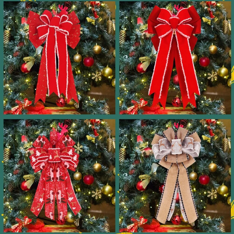 1 gab. Lieli loki Ziemassvētku eglītes bantīšu rotājumi Dāvanu dāvana ballītei Ziemassvētku noformējums Ziemassvētku brīvdienu iekštelpu āra dekors
