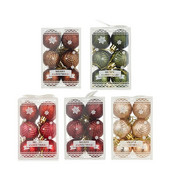 12kom set kuglica za božićno drvce Okrugli točkasti ukras u obliku pahulje s prugama s prozirnom kutijom DIY dekoracije za svečane zabave