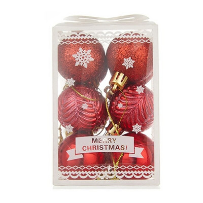 12kom set kuglica za božićno drvce Okrugli točkasti ukras u obliku pahulje s prugama s prozirnom kutijom DIY dekoracije za svečane zabave