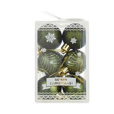 12kom set kuglica za božićno drvce Okrugli točkasti ukras u obliku pahulje s prugama s prozirnom kutijom DIY dekoracije za svečane zabave