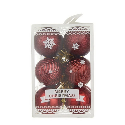 12kom set kuglica za božićno drvce Okrugli točkasti ukras u obliku pahulje s prugama s prozirnom kutijom DIY dekoracije za svečane zabave