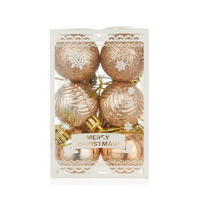 12kom set kuglica za božićno drvce Okrugli točkasti ukras u obliku pahulje s prugama s prozirnom kutijom DIY dekoracije za svečane zabave