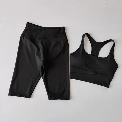 2GB Sieviešu jogas komplekts Trenažieru šortu komplekts Seksīgs sporta krūšturis Bezšuvju fitnesa šorti Skriešanas Apģērbs Sporta apģērbs Treniņa komplekts Sporta tērps