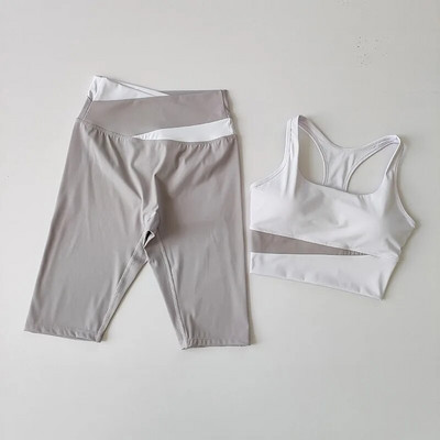 2GB Sieviešu jogas komplekts Trenažieru šortu komplekts Seksīgs sporta krūšturis Bezšuvju fitnesa šorti Skriešanas Apģērbs Sporta apģērbs Treniņa komplekts Sporta tērps
