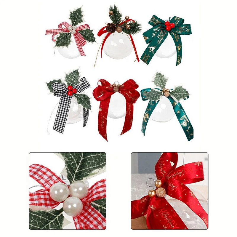 6kom Božićna prozirna kuglica Plastična kutija s kuglicama za božićno drvce Ukrasi s kuglicama Vjenčani poklon Poklon za zabavu Navidad Home Decor