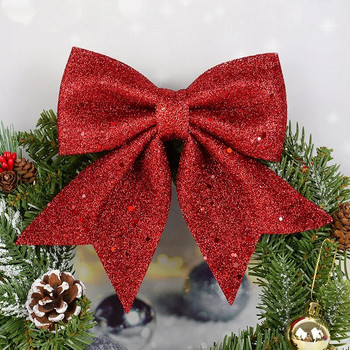 21x18cm Κόκκινο Χριστουγεννιάτικο Φιόγκο Διακόσμηση για το Σπίτι Χριστουγεννιάτικο Δέντρο Φιόγκος Κρεμαστά στολίδια Χριστουγεννιάτικο στεφάνι Διακόσμηση Πρωτοχρονιάς Noel Δώρο Φιόγκος