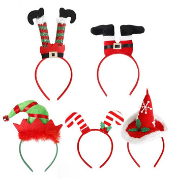 Χριστουγεννιάτικο καπέλο κεφαλόδεσμος Santa Cluas πόδι Μαλλιά Noel Xmas Crutch Headwear Cartoon Joker Hat Headband Navidad Καλά Χριστούγεννα