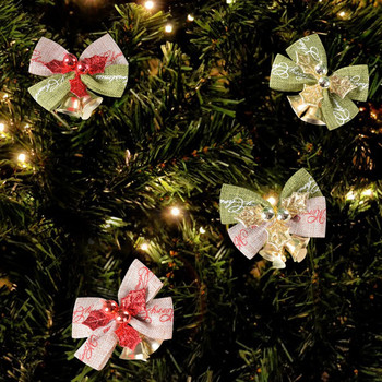 Glitter Χριστουγεννιάτικη κορδέλα Φιόγκος με καμπάνες στολίδια χριστουγεννιάτικου δέντρου Κρεμαστά στολίδια γιρλάντα Bowknot Χριστουγεννιάτικη διακόσμηση