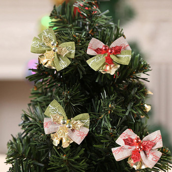 Glitter Χριστουγεννιάτικη κορδέλα Φιόγκος με καμπάνες στολίδια χριστουγεννιάτικου δέντρου Κρεμαστά στολίδια γιρλάντα Bowknot Χριστουγεννιάτικη διακόσμηση