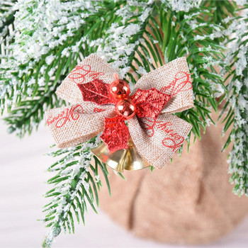 Блестяща коледна панделка с панделка с камбанки Орнаменти за коледно дърво Парти висящи декорации Гирлянди Коледен декор с панделка