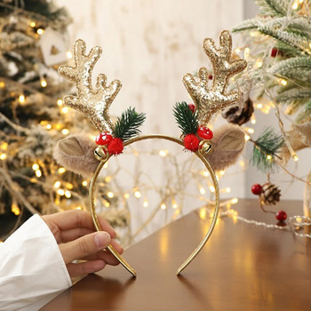 Χριστουγεννιάτικο λουράκι μαλλιών Χρυσό κόκκινο αλκές κέρατο κουδούνι Κουδούνι Καλά Χριστούγεννα Δώρα για Παιδιά Καλή Πρωτοχρονιά Διακόσμηση πάρτι με παγιέτες