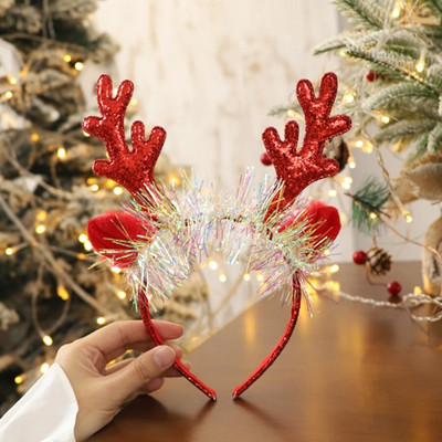 Božićna gumica za kosu Zlatno Crveno zvono od roga losa Traka za glavu Merry Christmas Darovi za djecu Sretna Nova godina Dekoracija za zabavu sa šljokicama