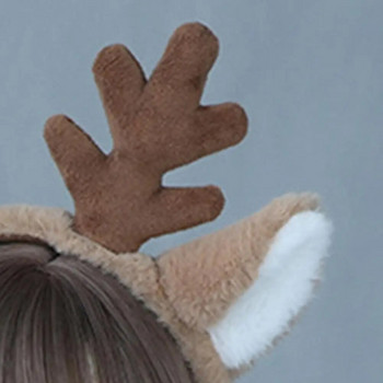 Коледна лента за глава Еластичен неплъзгащ се коледен обръч за коса Привличащ вниманието удобна детска лента за глава с еленски уши за деца