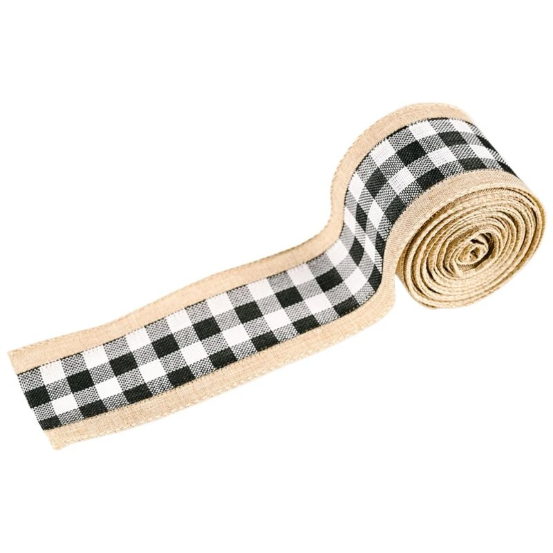 Karirano žičano božićno tkanje Prirodna južna tkanina Vrpca za umatanje vjenčanih darova DIY Vrpce Rolne Dekor S06 21
