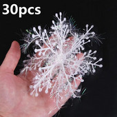 30gab Ziemassvētku eglītes Sniegpārsliņas Piekārtas Rotājumi Mirdzoši Rotājumi DIY kulons ziemas vītne mājas Ziemassvētku dekorēšanai