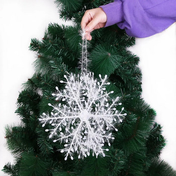 30 τμχ Χριστουγεννιάτικο Δέντρο Νιφάδες Χιονιού Κρεμαστά Στολίδια Glitter Διακοσμητικά DIY Κρεμαστό χειμωνιάτικο γιρλάντα για Χριστουγεννιάτικη διακόσμηση σπιτιού