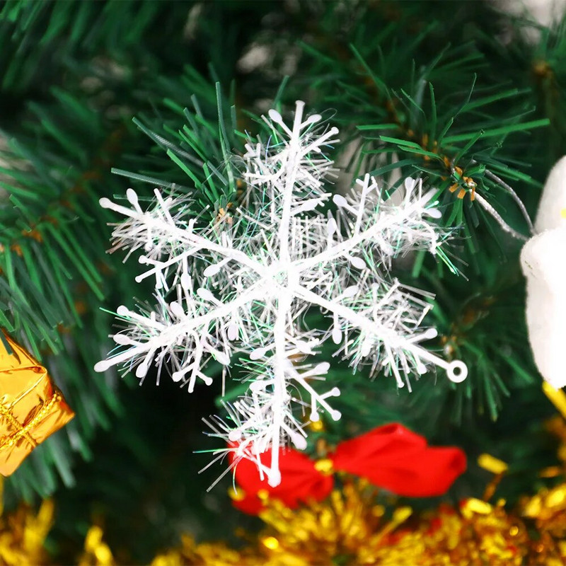 30gab Ziemassvētku eglītes Sniegpārsliņas Piekārtas Rotājumi Mirdzoši Rotājumi DIY kulons ziemas vītne mājas Ziemassvētku dekorēšanai